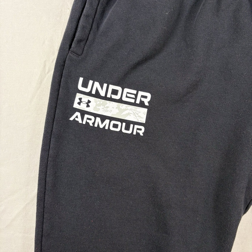 Under Armour Fleece Jogger Sweatpants Mens M Black Graphic Logo Athletic Pants - Picture 3 of 14